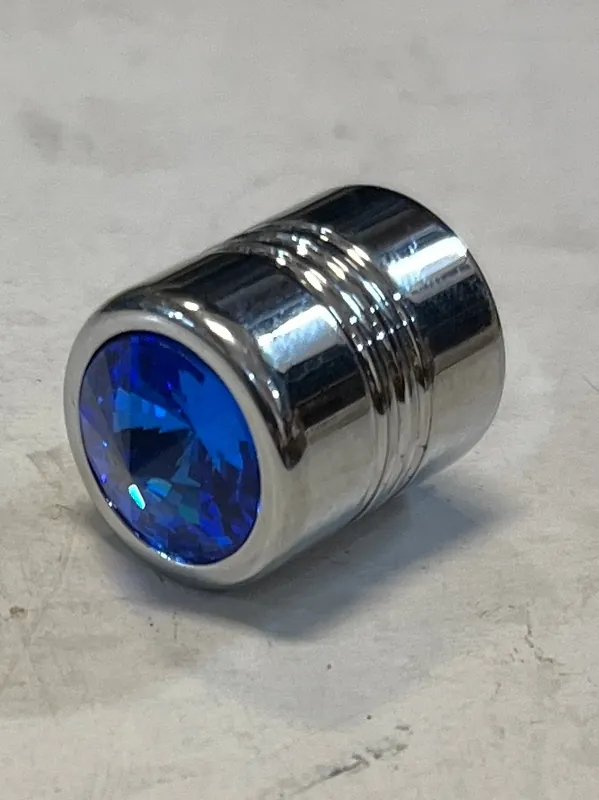 Kolvar kromade blue kristall i toppen Ventilhattar 4-stycken Snabb frakt