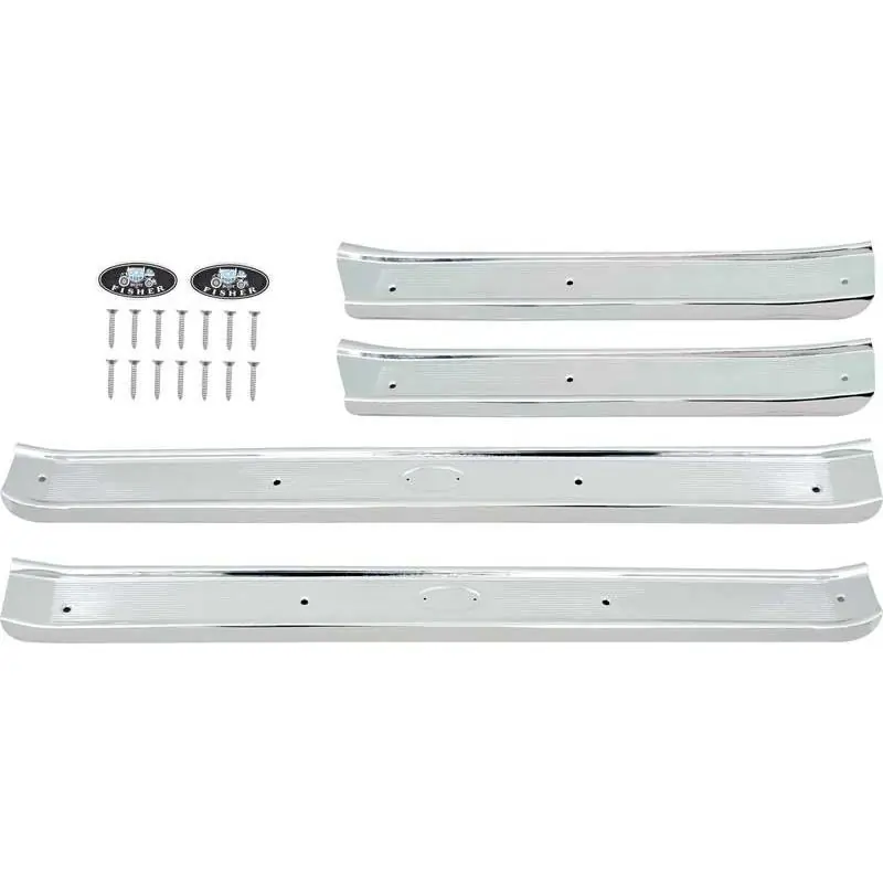 1961-64 Impala / Full Size Door Sill Plate Set; with 4-Door ; with Hardware Premium