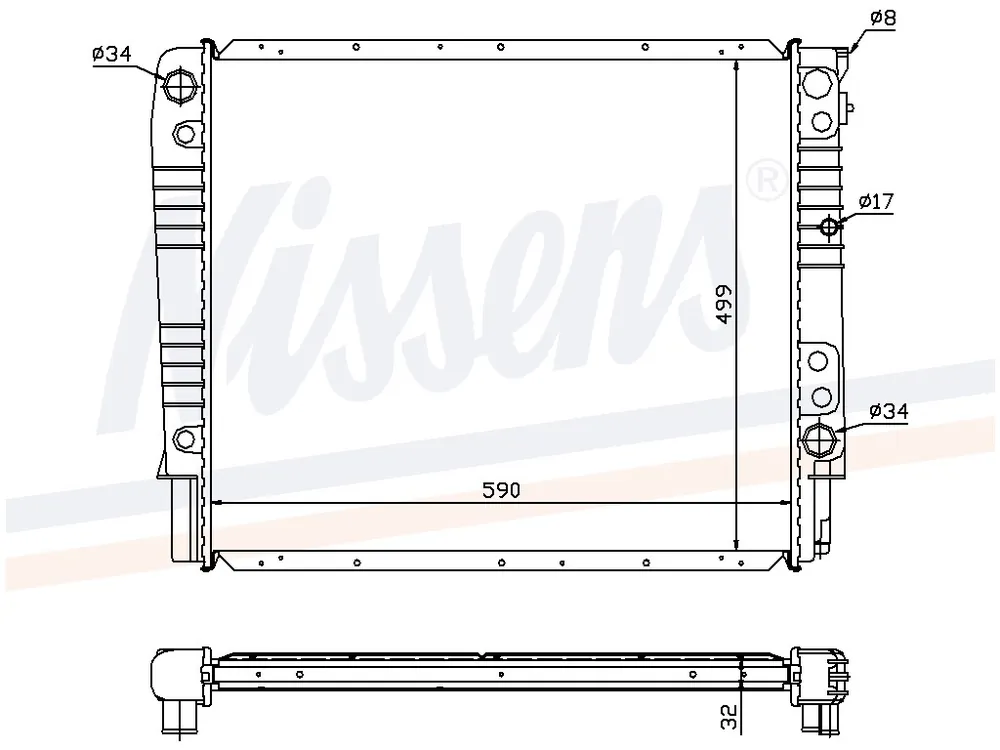 Kylare manuell 590 x 498 x 32 "stor" Fynd